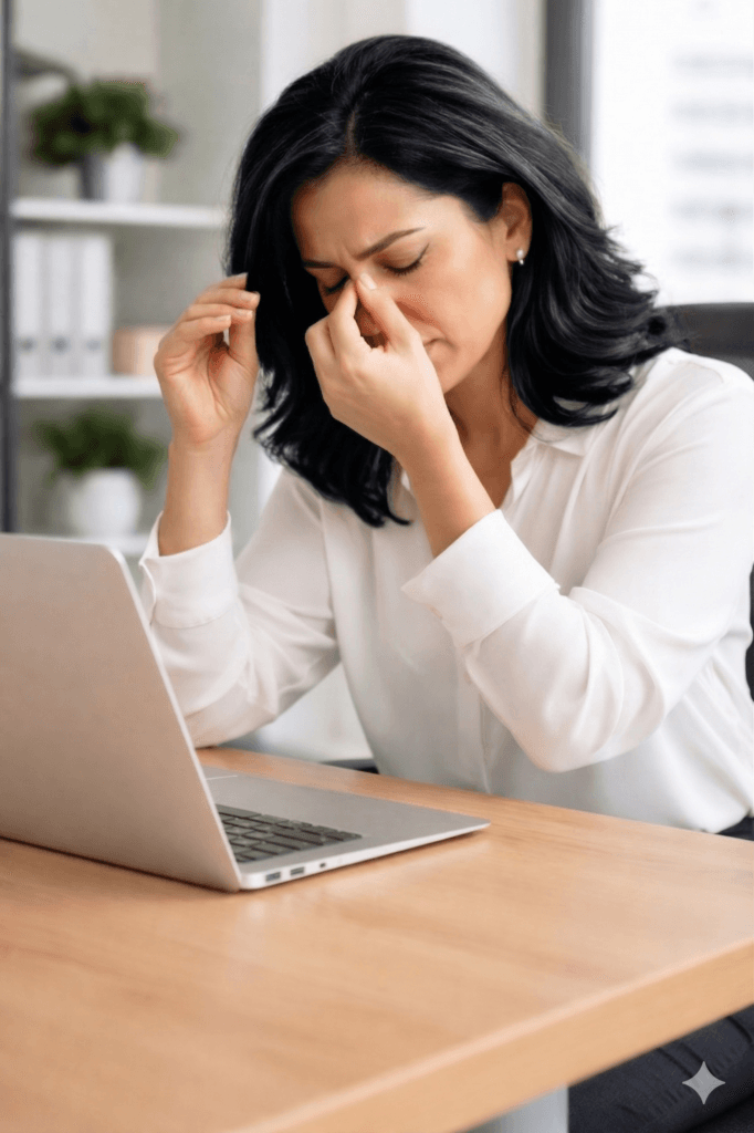 mujer lider sin claridad mental y agotada